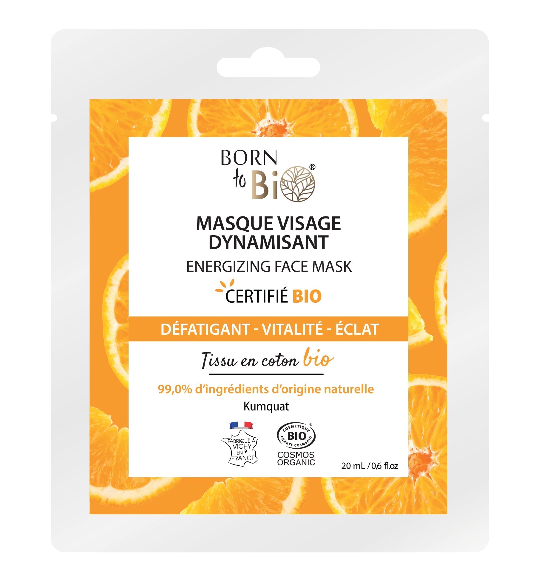 Masque visage Dynamisant en coton - Certifié Bio - Ladykheira Lab