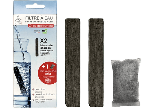 Pack découverte 2 bâtons de charbons français + 1 filtre à gourde offert - Ladykheira Lab