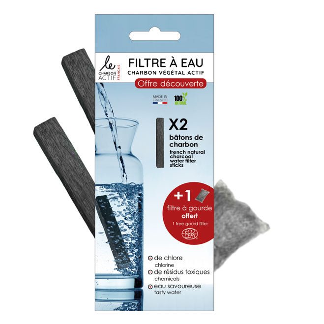 Pack découverte 2 bâtons de charbons français + 1 filtre à gourde offert - Ladykheira Lab